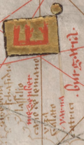 Guillem Solerning Portolan chartida Varna ustidan Bolgariya bayrog`i belgilangan (taxminan 1385-yil)