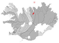 Akureyrining Islandiya xaritasida ko'rinishi