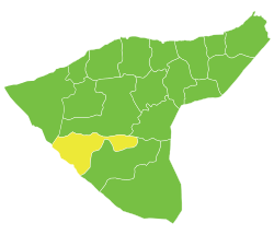Hasaka muhofazati xaritasida Al-Arisha nohiyasining joylashuvi