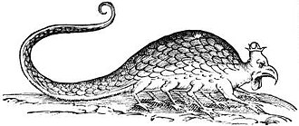 Aldrovandining “Ilonlar va ajdarlar tarixi” dan vasilisk tasviri (Bolonya, 1640)