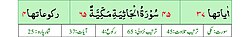 Qurʼon nusxalaridan biridagi Josiya surasi sarlavhasi. Yuqorida oʻngdan: 1. Oyati 37, 2. Markazda qizil rangda sura tartib raqami 45, qora rangda - Josiya surasi va Makkiy, qizil rangda nozil boʻlgan tartibi - 65, 3. Rukuʼsi soni - 4; Pastda oʻngdan: 1. Sura:Makkiy, 2. Tilovat tartibi:45, 3. Nozil boʻlish tartibi:65, 4. Rukuʼsi:4, 5. Oyati:37, 6. Porasi (Juzi):25 deb koʻrsatilgan.