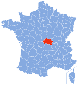 Allier departamentining Fransiyadagi joylashuvi