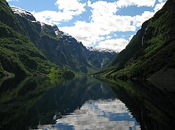 Looking to Gudvangen from the fjord