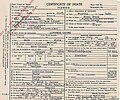 Caponening oʻlim varaqasi 25-yanvar 1947-yil