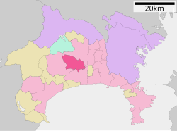 Iseharaning Kanagawa Prefekturasida joylashuvi