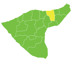 Hasaka muhofazasi tarkibidagi Al-Qahtaniya nohiyasining joylashuvi