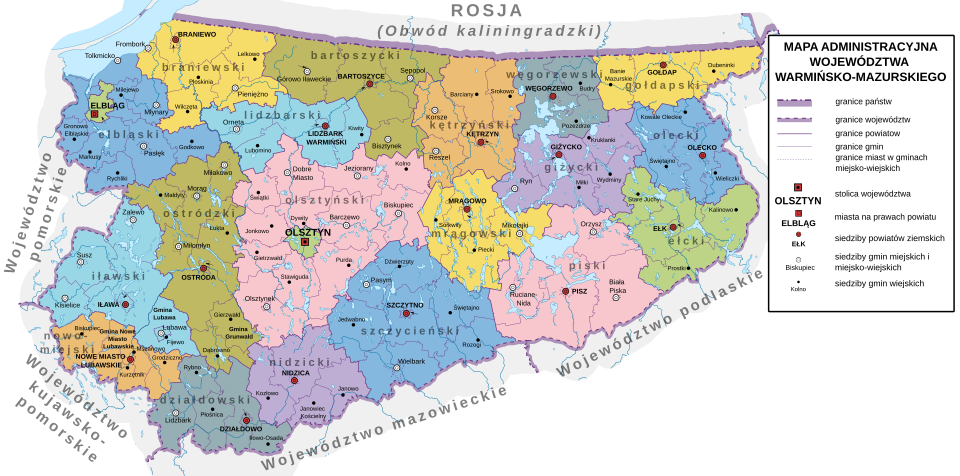 Fayl:Warmian-Masurian Voivodeship administrative map.svg