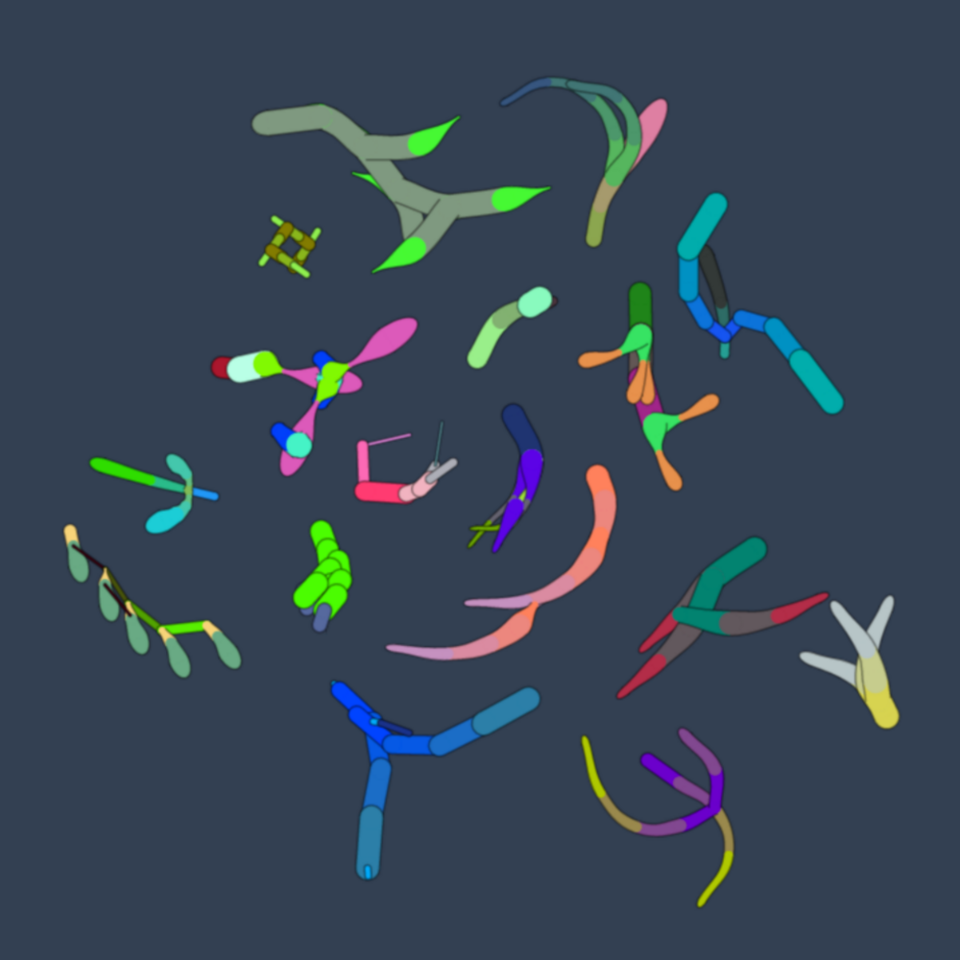 Fayl:Unevolved swimbots showing genetic diversity.png