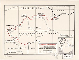 Map of Afghanistan-China Boundary (with the Afghanistan-China-USSR (Tajik SSR) tripoint labeled as PEAK POVALO SHVEIKOVSKI 5698 (18694)) (1969)