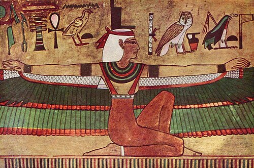 Painting of the goddess Isis (1380-1385 BC). The priests of her cult wore white linen.