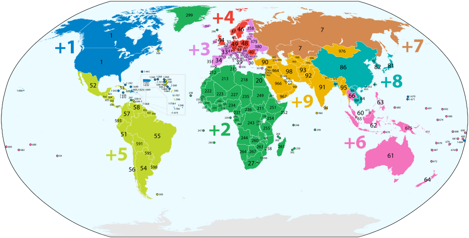 Fayl:Country calling codes map.svg