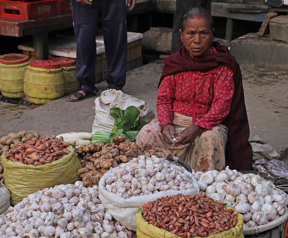 Fayl:Kathmandu-Asan-54-Marktfrau-Knoblauch-Zwiebel-Ingwer-2015-gje.jpg
