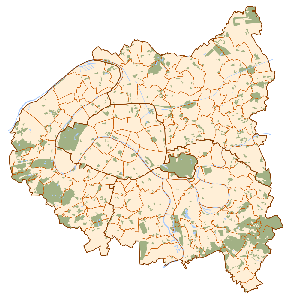 Map of Paris with Olympic venues marked
