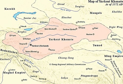 Location of Yarkent Khanate