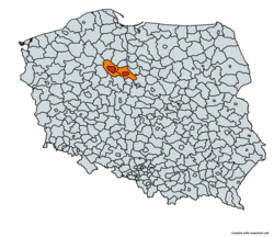 Bydgoszcz shahri va Toruń shahri (qizil) Bydgoszcz okrugi va Toruń okrugi (apelsin)