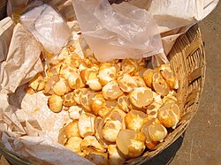 The fruits of Palmyra Palm tree, Borassus flabellifer (locally called Thaati Munjelu) sold in a market at Guntur, India.