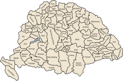 Map of the counties of the Kingdom of Hungary, 1886-1918
