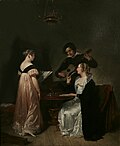 "Sofi va Genriet Lotzen va gitara chalayotgan rassom Kruzeman bilan interyer" (1814- yil)