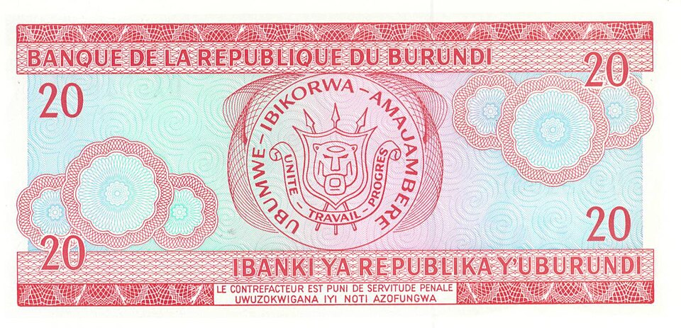 Fayl:Burundi 20 Franc Reverse.jpg