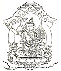 Donolik bodhisattvasi sifatida tasvirlangan Mañjuśrī surati.