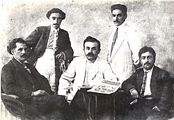 Chapdan oʻngga: Abdurahimbek Haqberdiyev, Rzagulu Najafov, Salman Mumtaz, Zeynal Mammadov, Aligulu Gamkusar