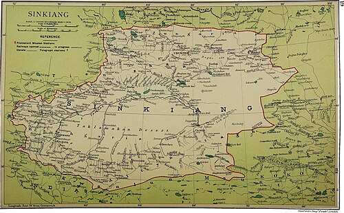 Map including the China-Russia border in the modern-day Tajikistan area (1917)