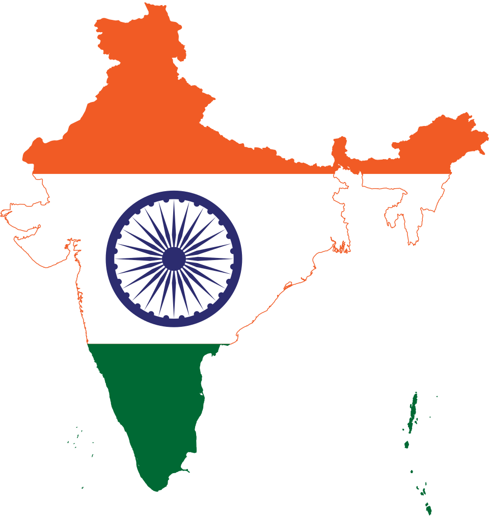 Fayl:Flag-map of India (de-facto).svg