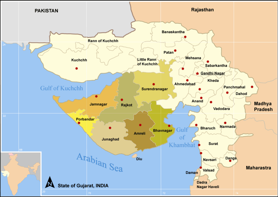 Fayl:Map GujDist Saurastra.png