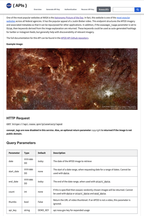 Fayl:Screenshot of NASA API documentation.png