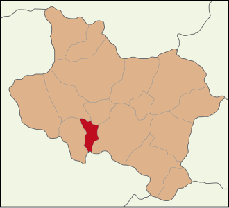 Map showing Ahmetli District in Manisa Province