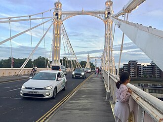 Albert Bridge from the Chelsea front. September 2023.