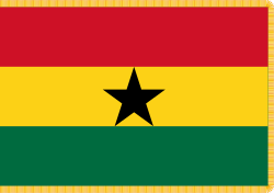 Flag of the Presidency of Ghana since 1966. Presidential Standard of Ghana; replicate of the national flag of Ghana with a gold rim.