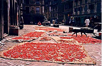 Katmandu, Nepalda quritilgan chili qalampiri