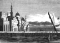 Dajla daryosi, shuningdek, al-Kat’a ko‘prigi va madrasaning Amerika jurnalidan olingan tasviri, 1834-yil.