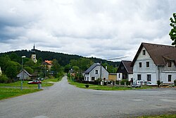 Centre of Brod nad Tichou with the Church of Saint James the Great in the background