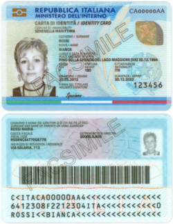 CIE 3.0 versiyasidagi Italiya ID kartasi 2016-yil iyul