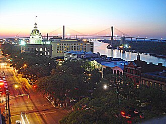 Downtown Savannah viewed from Bay Street