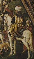 Ot ustidagi erkak, ehtimol Cem boʻlishi mumkin. Borgia xonalarida saqlanadi, Pinturicchio tomonidan ishlangan asar[11][12]