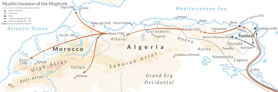 Fayl:Muslim conquest of the Maghreb.png
